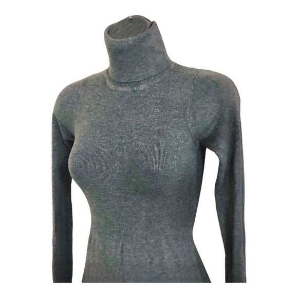 Zara charcoal gray knit stretch turtleneck fitted long sleeve sweater dress‎ - Picture 8 of 16